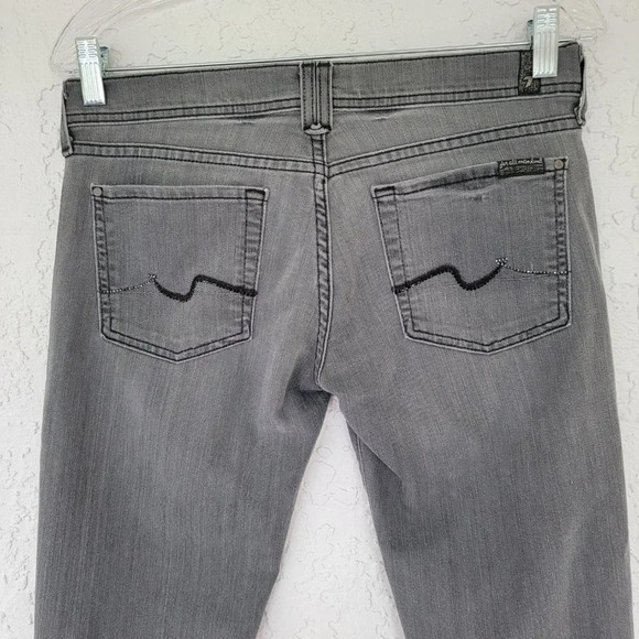7 For All Mankind Rocker Bootcut Jeans Womens Size 28 Tall Gray Classic Cotton - Picture 7 of 12